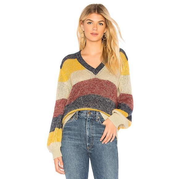 New Bcbgmaxazria Mohair Metallic V Neck 